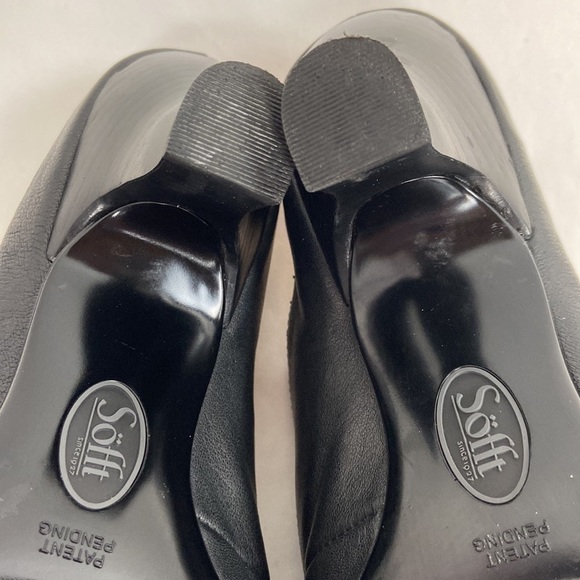 Sofft Leather Ruched Black Slip On Mules Closed Toe Heels Open Back Pumps - Picture 13 of 16